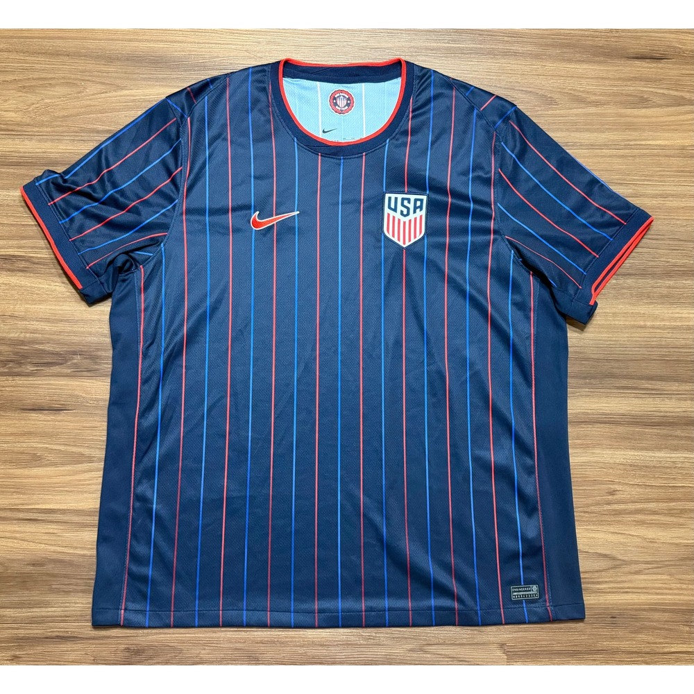 Nike USMNT 2025 Stadium Away USA Soccer Jersey Navy Pinstripe Dri-FIT Sz 2XL